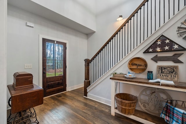 foyer featuring dark hardwood / wood-style floors