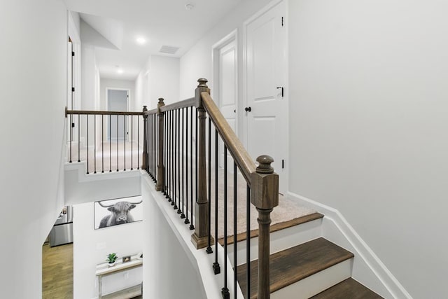 492 Mulberry Crossing Dr, Cataula, GA 31804 - staircase with wood finished floors, baseboards, and recessed lighting