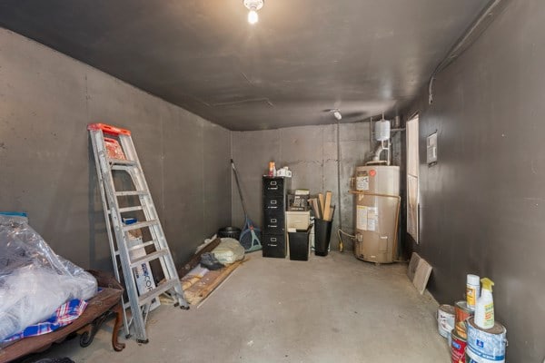 basement with water heater