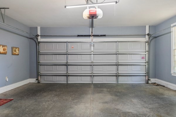 garage with a garage door opener