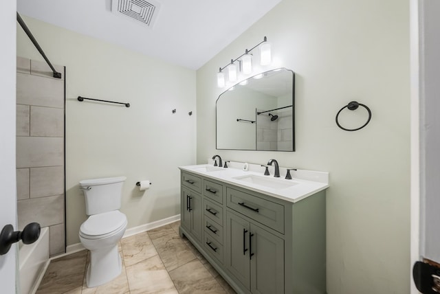 4001 Savannah Dr, Columbus, GA 31907 - full bath featuring double vanity, marble finish flooring, and washtub / shower combination