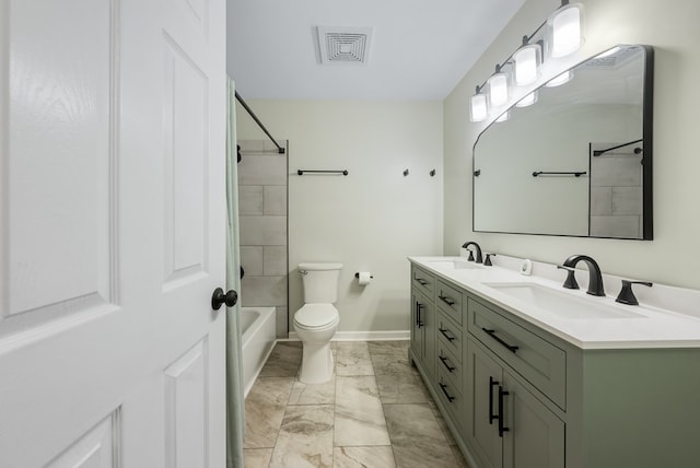 4001 Savannah Dr, Columbus, GA 31907 - full bathroom featuring marble finish flooring, double vanity, and  shower combination