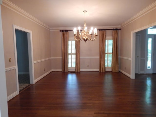 5110 Midland Trce, Columbus, GA 31820 - unfurnished room featuring plenty of natural light, wood finished floors, a chandelier, ornamental molding, and baseboards