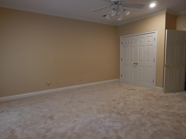 5110 Midland Trce, Columbus, GA 31820 - unfurnished bedroom featuring crown molding, carpet flooring, baseboards, recessed lighting, and a closet