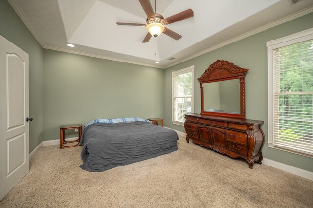7036 Imperial Way, Columbus, GA 31904 - carpeted bedroom featuring ornamental molding, recessed lighting, a ceiling fan, and a tray ceiling