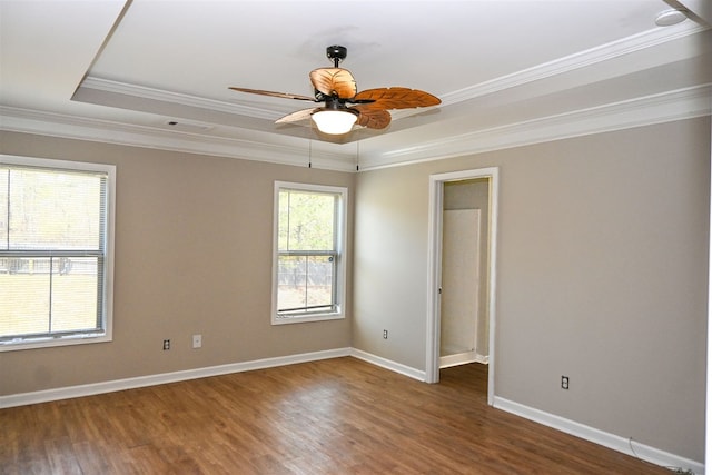 4447 Walking Stick Way, Columbus, GA 31907 - unfurnished room featuring ceiling fan, wood finished floors, a tray ceiling, and crown molding