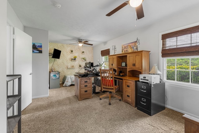 3264 Columbus Hwy, Box Springs, GA 31801 - office area featuring ceiling fan, light colored carpet, and baseboards