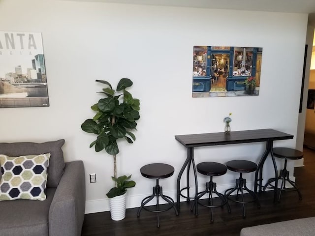 dining space featuring dark hardwood / wood-style flooring