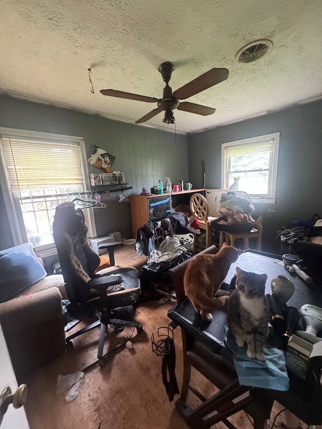 322 48th St, Columbus, GA 31904 - office space with ceiling fan, wood finished floors, and a textured ceiling