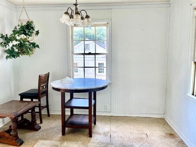 dining room featuring an inviting chandelier