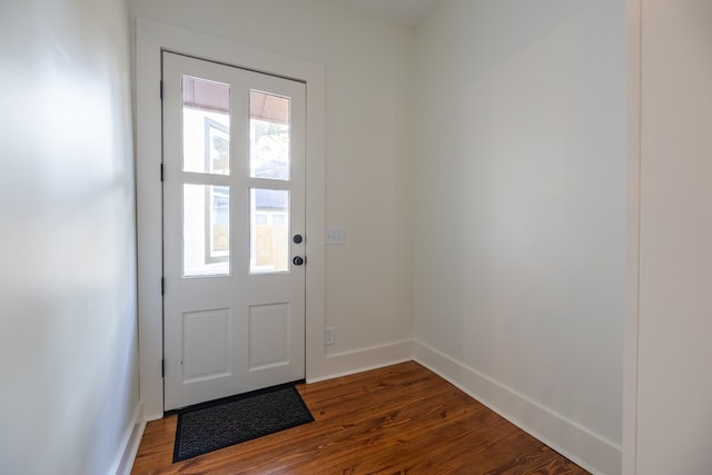 doorway featuring wood-type flooring