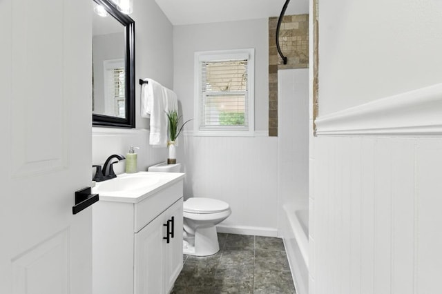 813 Wright Dr, Columbus, GA 31907 - bathroom with vanity, a wainscoted wall, and  shower combination