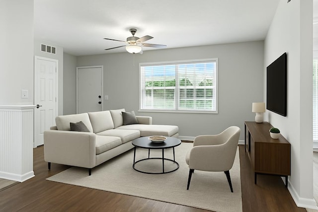 813 Wright Dr, Columbus, GA 31907 - living area with wood finished floors and ceiling fan