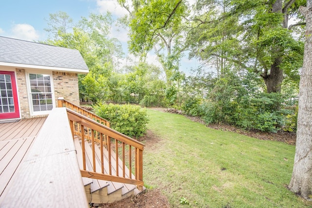 6909 Trapper Way, Midland, GA 31820 - view of green lawn with a wooden deck