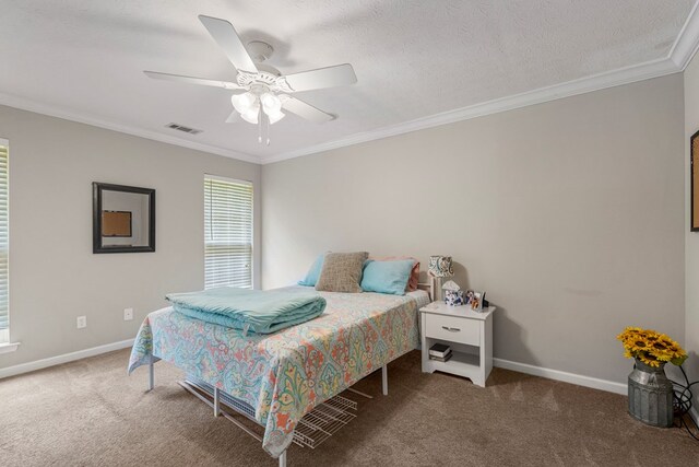 485 Boyd Branch Dr, Upatoi, GA 31829 - bedroom with carpet flooring, baseboards, ornamental molding, and ceiling fan