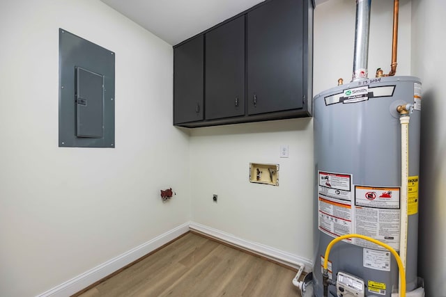 utility room featuring water heater and electric panel