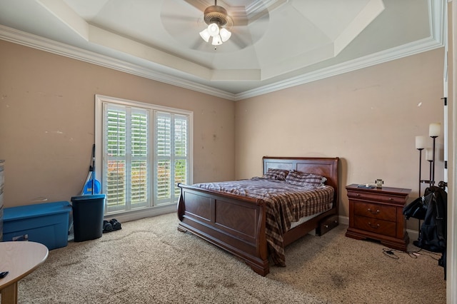 8026 Splendor Way, Columbus, GA 31904 - bedroom with carpet floors, a tray ceiling, ornamental molding, and ceiling fan