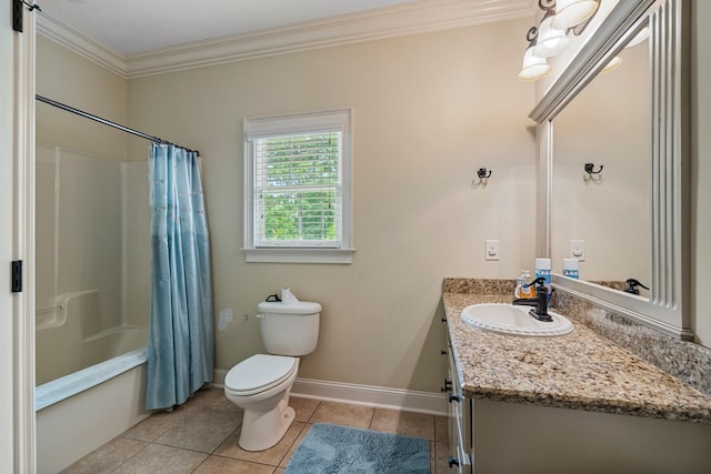 8026 Splendor Way, Columbus, GA 31904 - bathroom with crown molding, vanity, tile patterned flooring, and shower / tub combo with curtain
