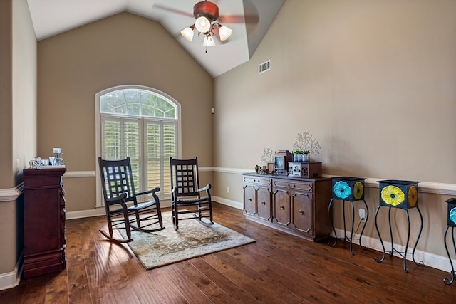 8026 Splendor Way, Columbus, GA 31904 - sitting room with a ceiling fan, hardwood / wood-style floors, and high vaulted ceiling