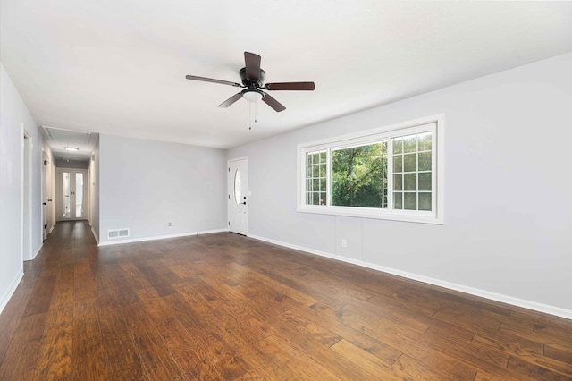3409 Primrose Rd, Columbus, GA 31907 - spare room with attic access, ceiling fan, and dark wood-style flooring