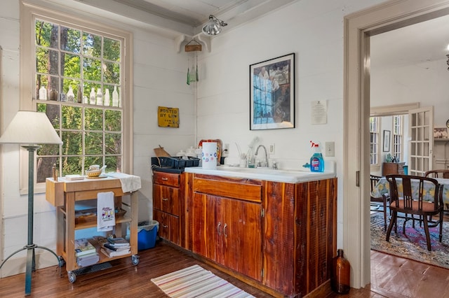 171 Jefferson Ave, Talbotton, GA 31827 - bar featuring crown molding, dark wood-style floors, and a sink