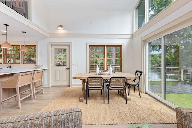 340 Commadore Dr, Hamilton, GA 31811 - dining room with light wood-style flooring and a high ceiling
