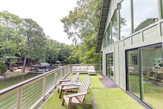 340 Commadore Dr, Hamilton, GA 31811 - view of green lawn featuring an outdoor living space and a water view