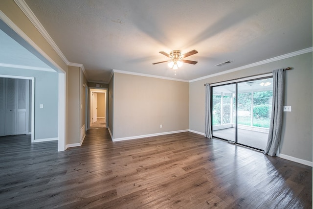 3 Primrose Ct, Columbus, GA 31907 - spare room with a ceiling fan, dark wood-style floors, and ornamental molding