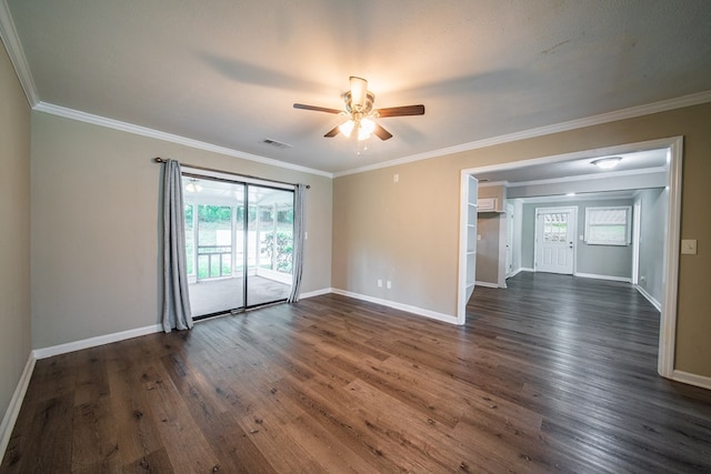 3 Primrose Ct, Columbus, GA 31907 - spare room featuring a ceiling fan, dark wood-type flooring, and crown molding