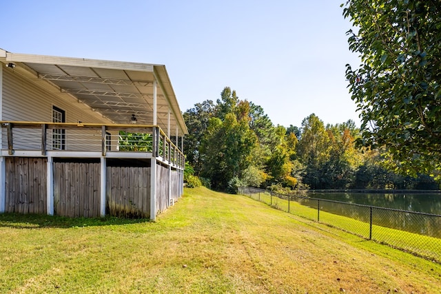 view of yard featuring a wooden deck