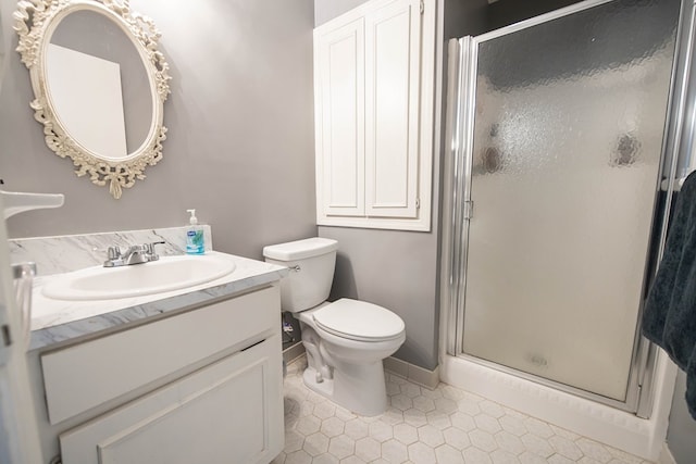 6909 Trapper Way, Midland, GA 31820 - bathroom with vanity, a stall shower, and tile patterned floors