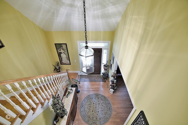 foyer entrance featuring wood-type flooring