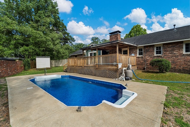 3925 Chris Dr, Columbus, GA 31909 - view of swimming pool with a wooden deck and a patio area