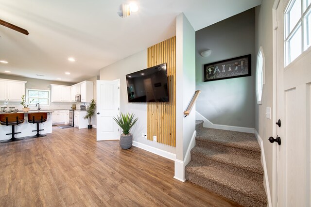 402 Lee Road 2203, Phenix City, AL 36870 - living area with stairway, wood finished floors, and recessed lighting