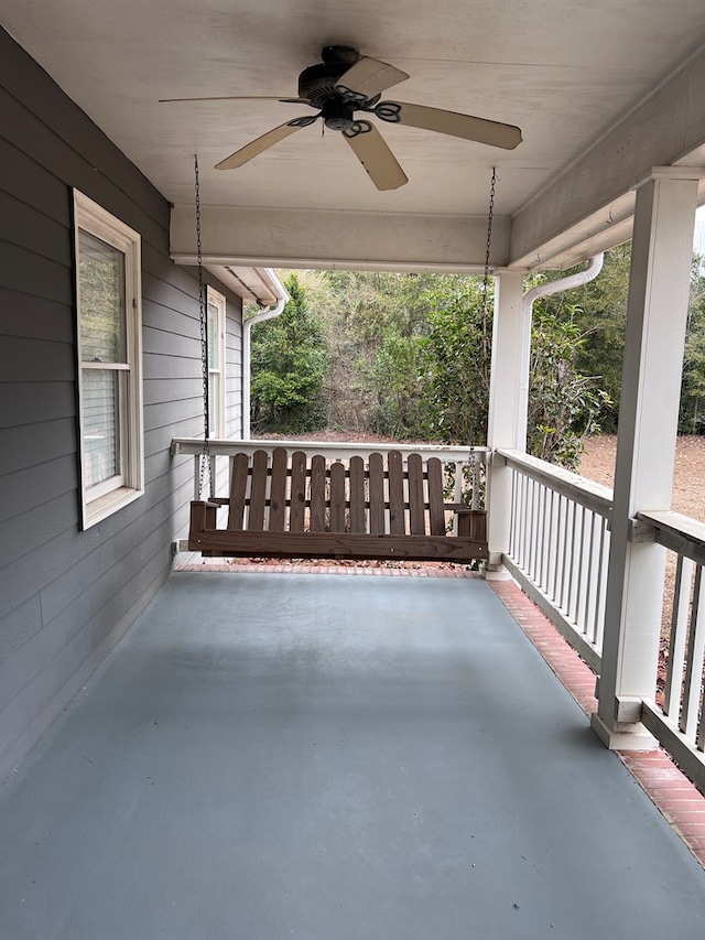 view of patio / terrace featuring a porch and ceiling fan