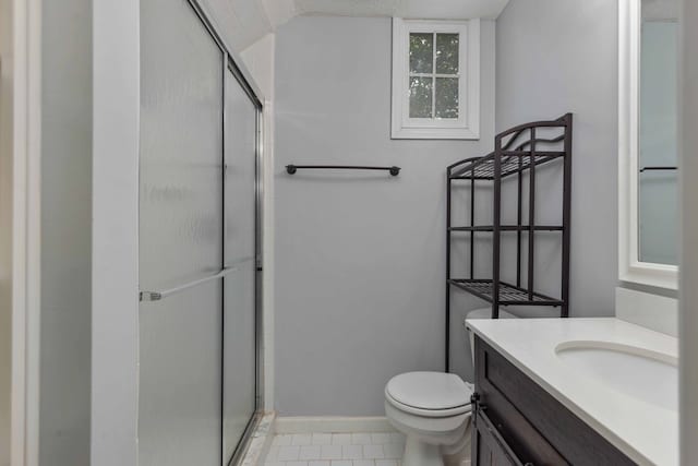 767 River Oaks Ct, Columbus, GA 31904 - bathroom featuring a stall shower, vanity, and tile patterned flooring