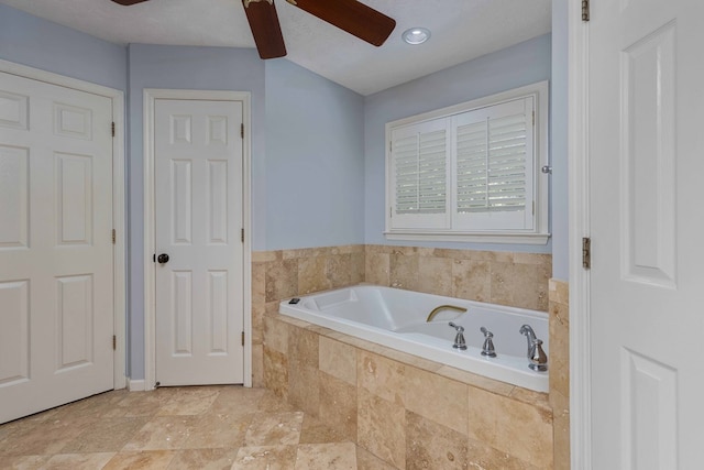 767 River Oaks Ct, Columbus, GA 31904 - full bath featuring ceiling fan, a garden tub, and stone finish floors