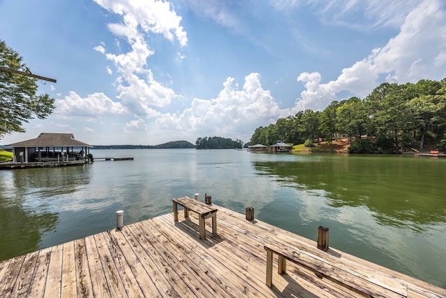 dock area featuring a water view