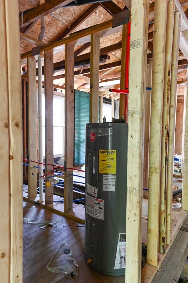 utility room with water heater