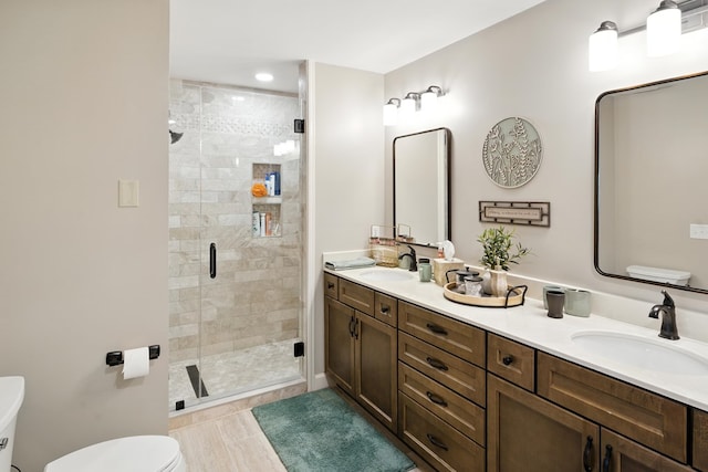 8500 Jackson Rd, Midland, GA 31820 - full bath with double vanity, a stall shower, and recessed lighting