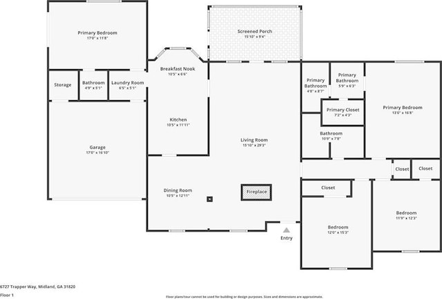6727 Trapper Way, Midland, GA 31820 - view of floor plan / room layout