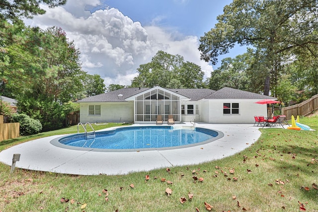 6727 Trapper Way, Midland, GA 31820 - view of swimming pool featuring a sunroom and a patio area