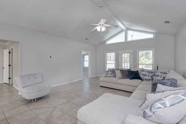6727 Trapper Way, Midland, GA 31820 - living area featuring light tile patterned floors and a ceiling fan