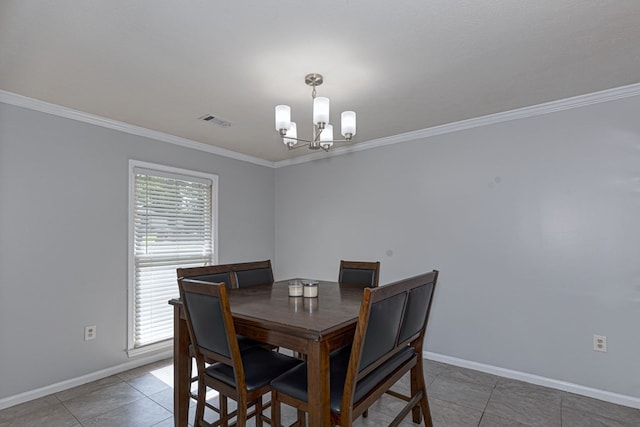6727 Trapper Way, Midland, GA 31820 - dining area featuring crown molding, a chandelier, and tile patterned floors
