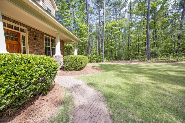 view of yard with a porch