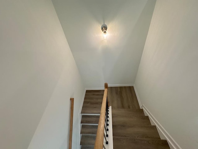 stairs with hardwood / wood-style floors