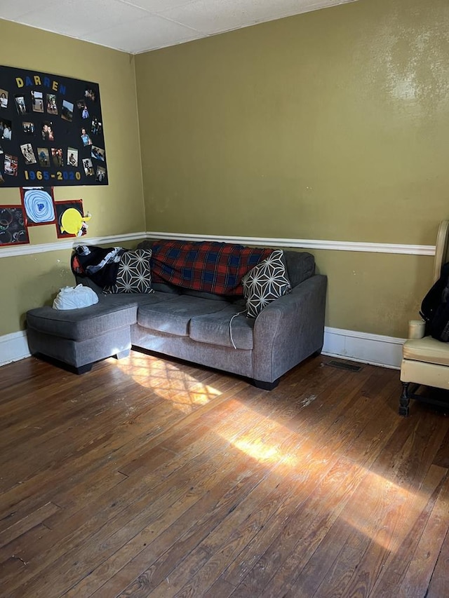 living room with hardwood / wood-style flooring