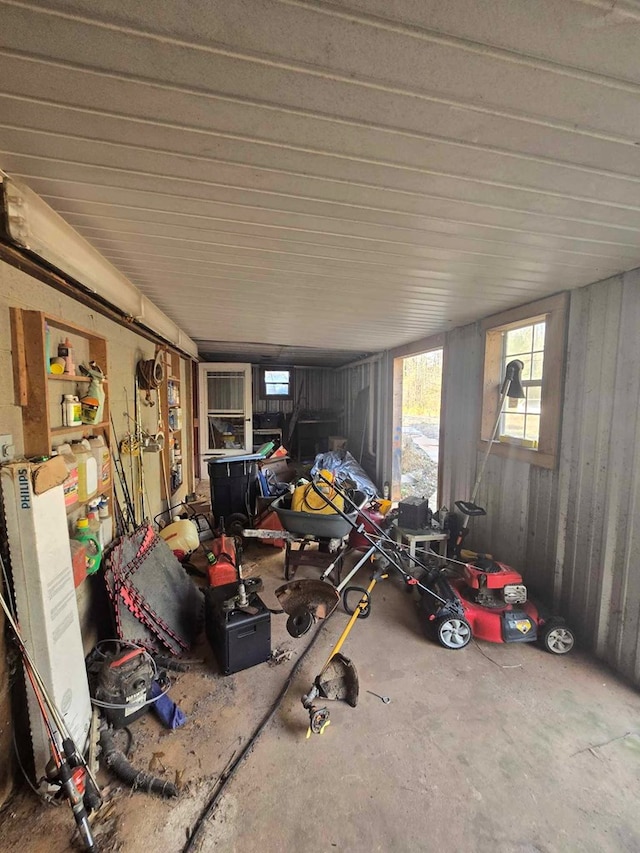 interior space featuring concrete floors