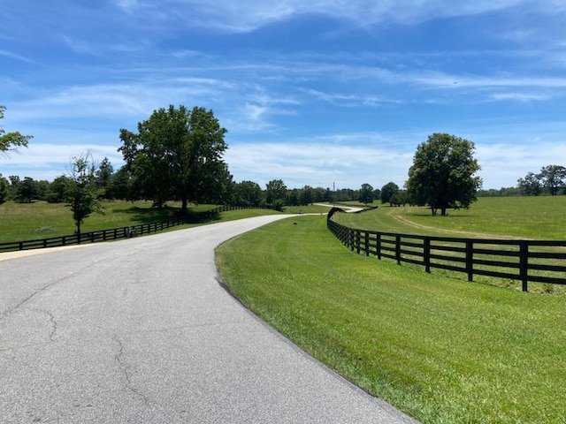 view of road with a rural view