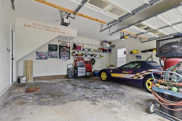 garage with a garage door opener